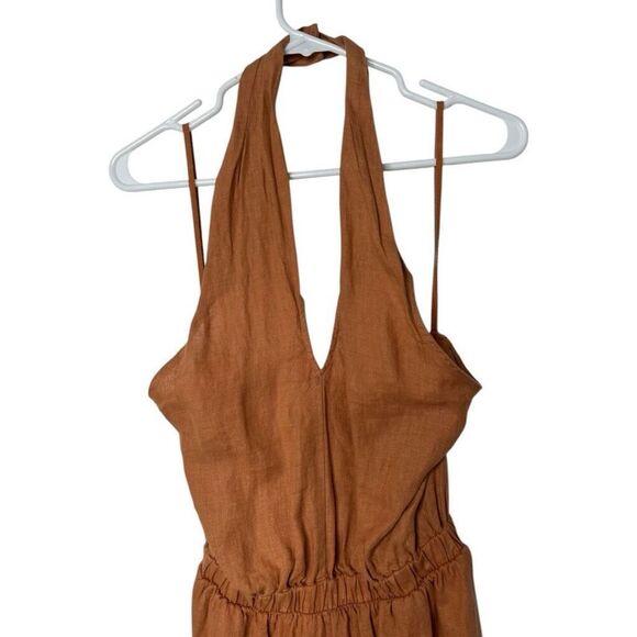 Anthropologie Cloth & Stone Burnt Orange Halter Linen Maxi Dress Size S NWT - Picture 5 of 12